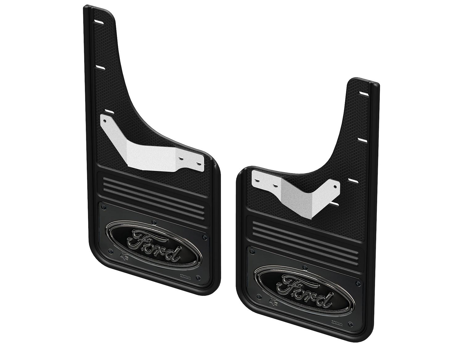 Image for Splash Guards - Gatorback, Rear Pair, Black Ford Oval on Gunmetal from AccessoriesCanada