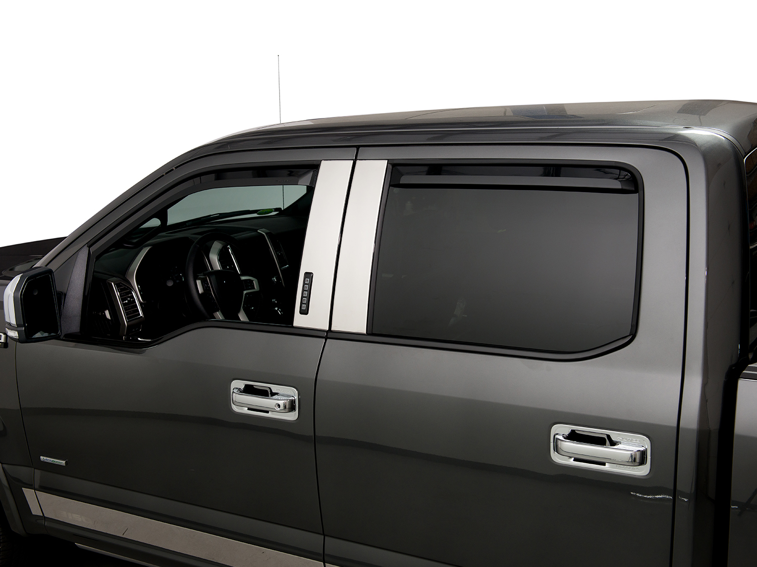 Putco Smoke Front and Rear Side Window Deflectors 4 Pc Set for SuperCrew