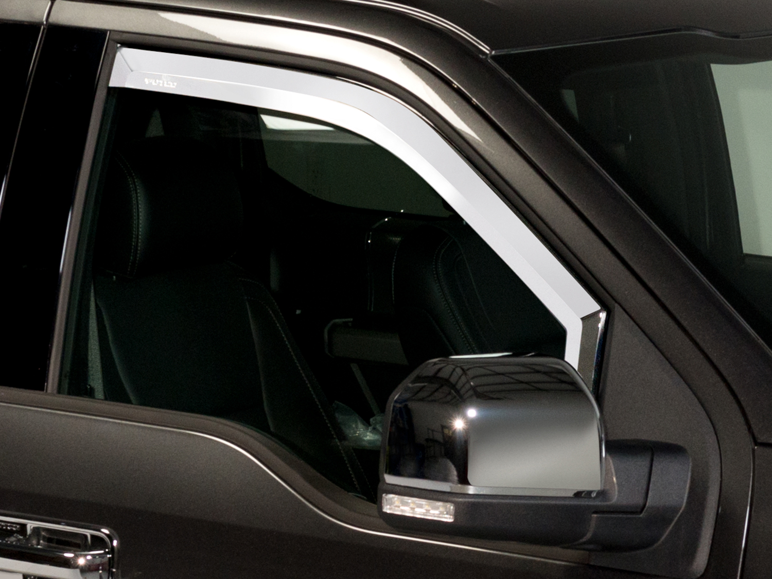 Image for Side Window Deflectors - In Channel, Chrome by Putco, Front Only, 2-Piece Set, For Super Cab from AccessoriesCanada
