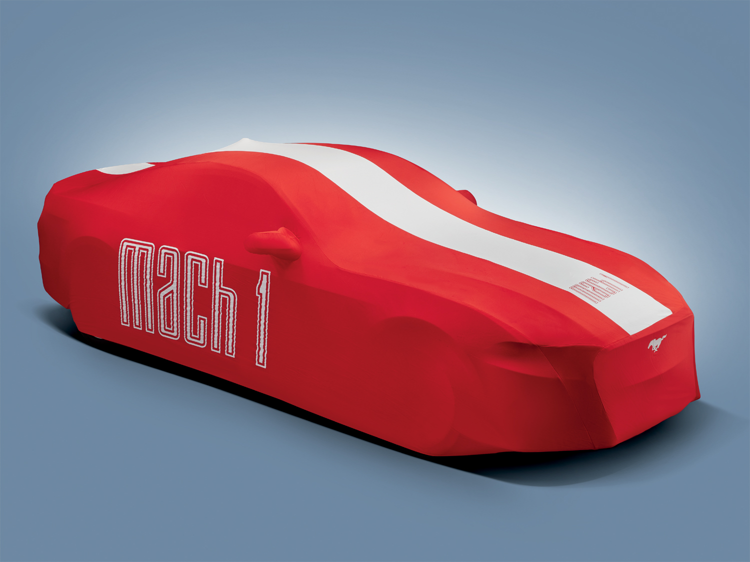 Image pour Bâche pour véhicule – Rouge avec graphismes blancs, Mach 1, aileron bas à partir de AccessoriesCanada