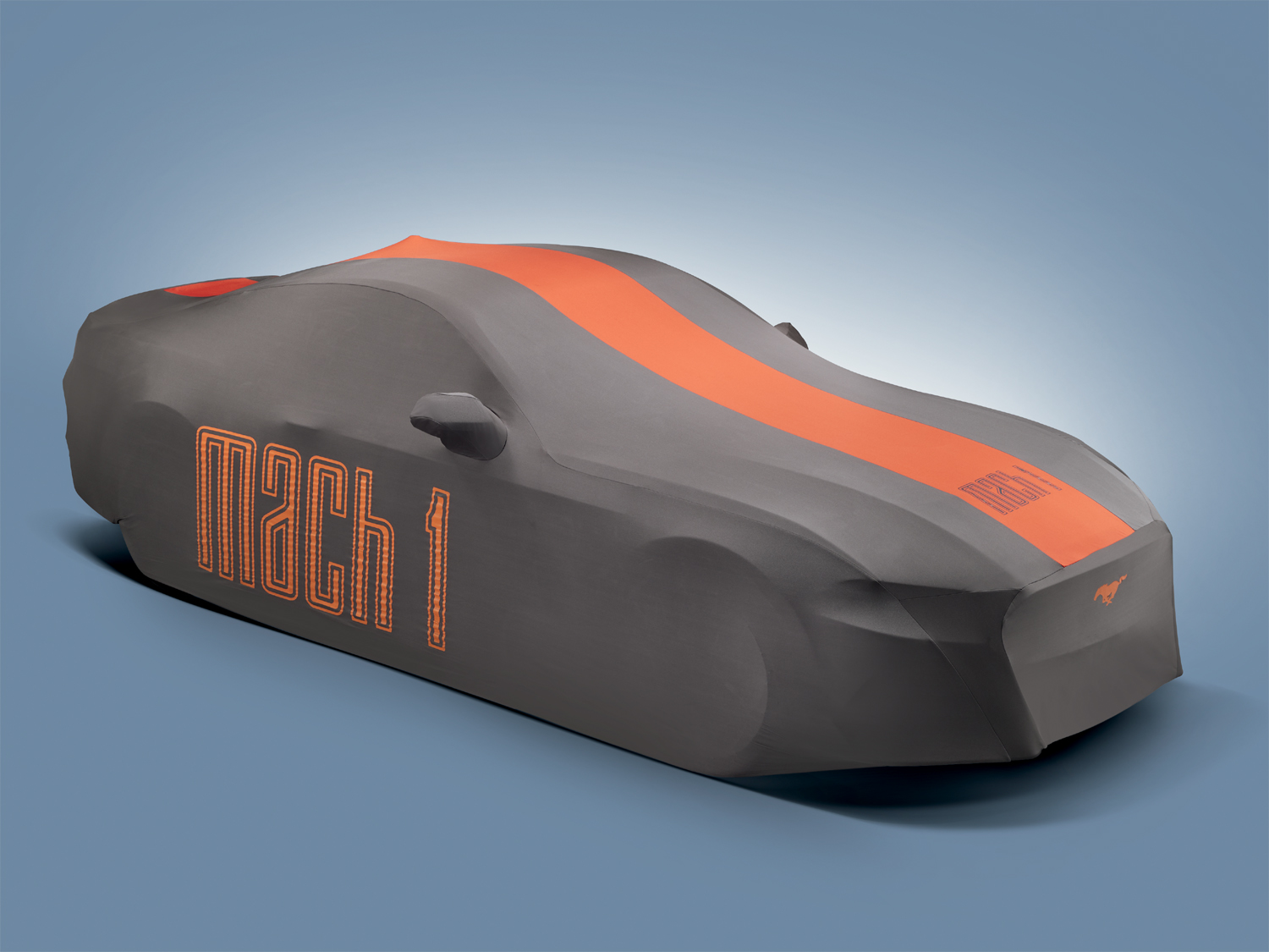 Image pour Bâche pour véhicule – Grise avec graphismes orange, Mach 1, aileron bas à partir de AccessoriesCanada