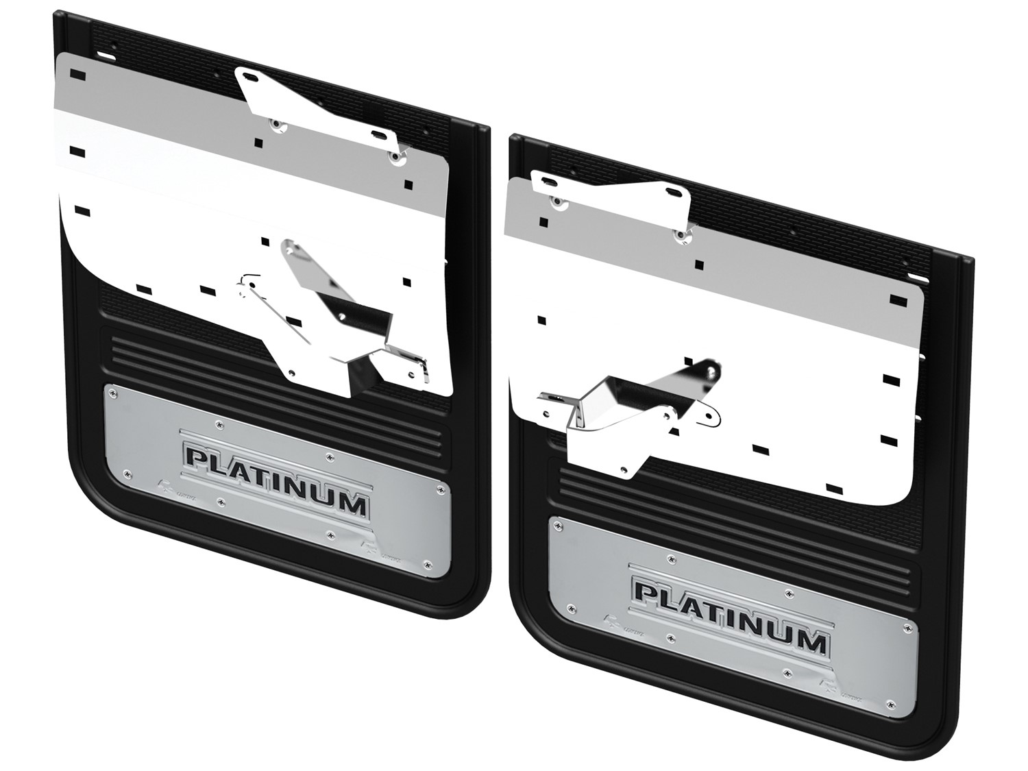 Image for Splash Guards - Gatorback by Truck Hardware, Rear Pair, DRW w/PLATINUM Die-Stamped Stainless Insert from AccessoriesCanada