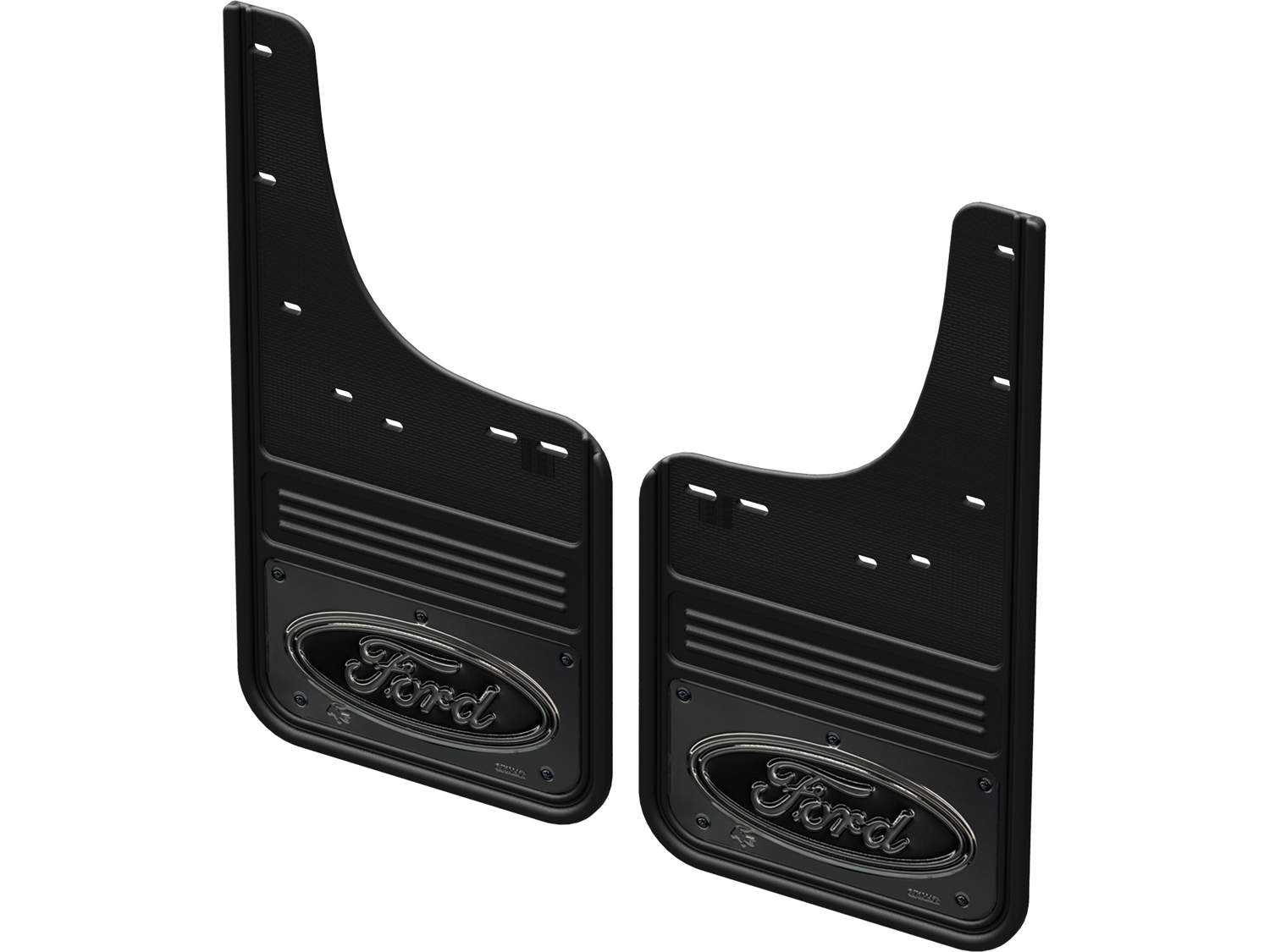 Image for Splash Guards - Gatorback by Truck Hardware, Rear Pair, Black Ford Oval on Gunmetal, for Lightning from AccessoriesCanada